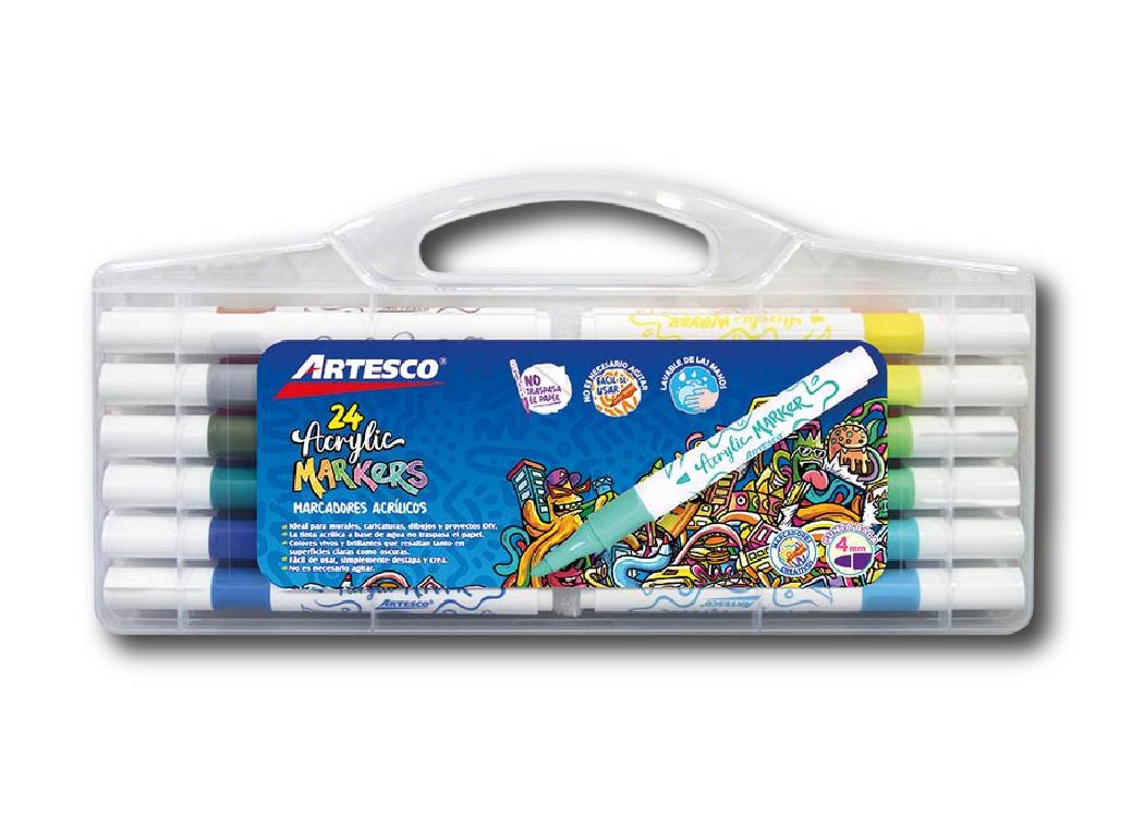 MARCADORES ACRILICOS PTA. REDONDA 24 PCS